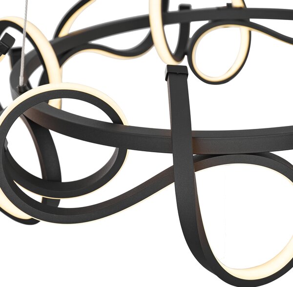 Lampada a sospensione di design nera rotonda dimmerabile a 3 livelli - Krisscross