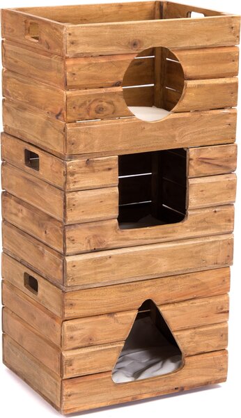 CASA PER GATTI "KITTY" | legno, 3 pezzi | casa per gatti con cuscino