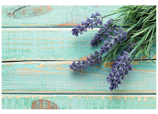 Carta da parati – Lavanda su sfondo di legno