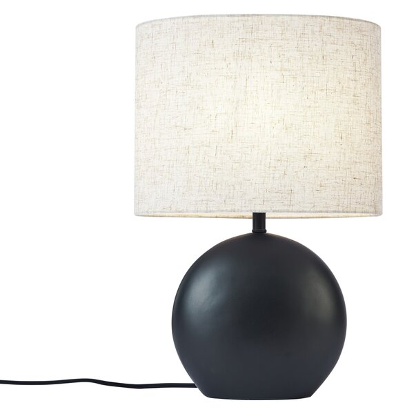 Lampada da tavolo Japandi nera con paralume in lino - Timo