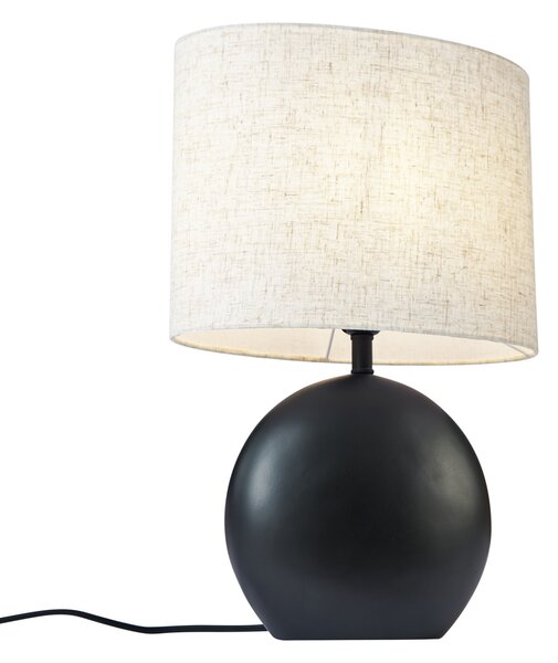 Lampada da tavolo Japandi nera con paralume in lino - Timo