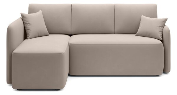 Divano angolare beige allungabile/con contenitore (con penisola a sinistra/con chaise lounge) e rivestimento in velluto Hadson – ELTAP