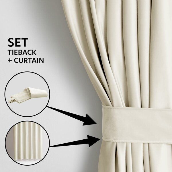 Tenda parzialmente oscurante color crema in velluto 140x245 cm – Restilo