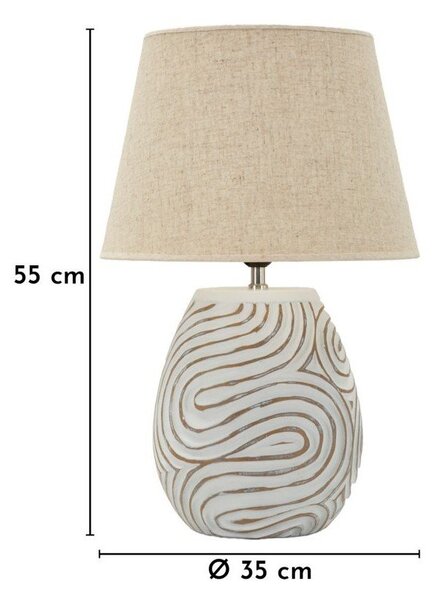 Lampada da tavolo color crema con paralume in tessuto in poliresina (altezza totale 55 cm) Oblix – Mauro Ferretti