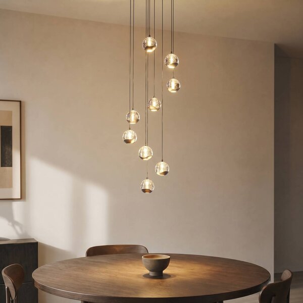 Lampada a sospensione in vetro Hayley Lucande, Chiaro / Trasparente, Soggiorno / Sala da pranzo, Vetro, Moderno, Lampada a sospensione