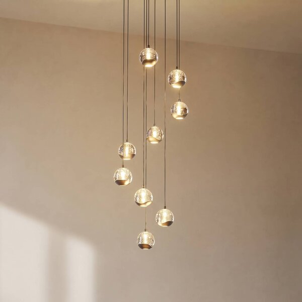 Lampada a sospensione in vetro Hayley Lucande, Chiaro / Trasparente, Soggiorno / Sala da pranzo, Vetro, Moderno, Lampada a sospensione