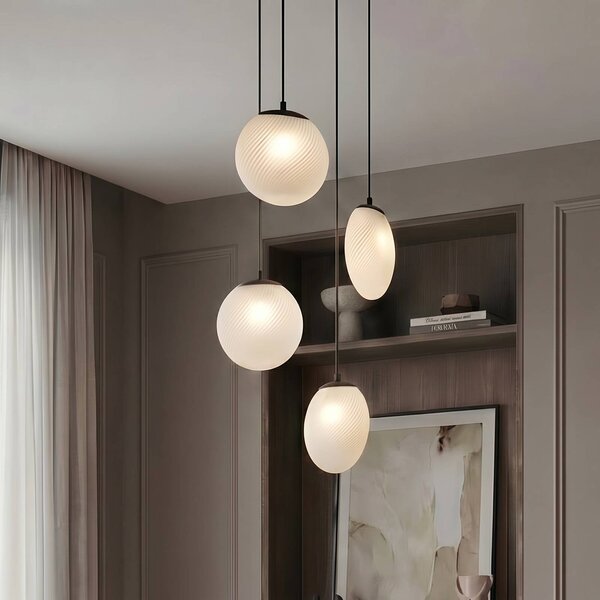 Lampada a sospensione in vetro Lunelle Lucande, dimmerabile, Soggiorno / Sala da pranzo, Vetro, Moderno, Lampada a sospensione