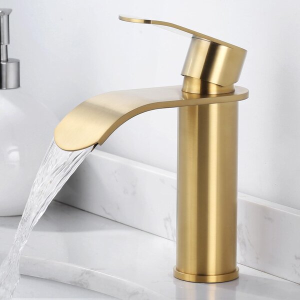 Rubinetto monocomando per lavabo - Acciaio inossidabile - Oro - Risparmio idrico - Miscelatore a cascata per bagno