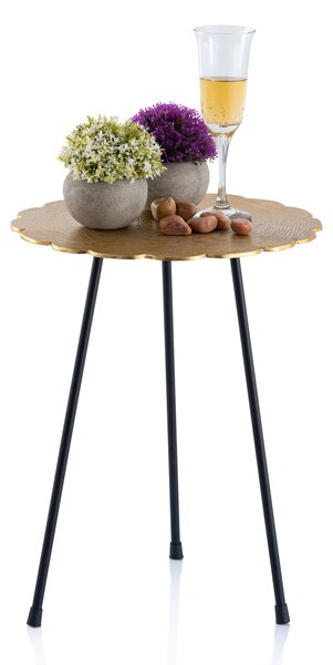 Set tavolino decorativo in metallo ø 35 cm alluminio con struttura oro