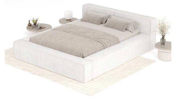 Letto matrimoniale imbottito color crema con contenitore e rete inclusi 160x200 cm Voliera – Maison de Rêve