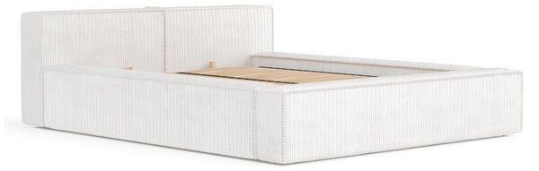 Letto matrimoniale imbottito color crema con contenitore e rete inclusi 160x200 cm Voliera – Maison de Rêve