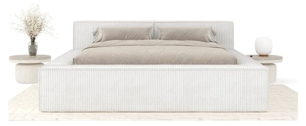 Letto matrimoniale imbottito color crema con contenitore e rete inclusi 160x200 cm Voliera – Maison de Rêve