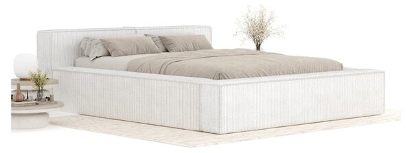 Letto matrimoniale imbottito color crema con contenitore e rete inclusi 160x200 cm Voliera – Maison de Rêve