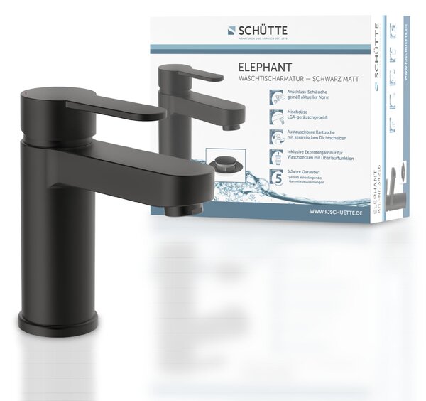 Rubinetto miscelatore lavabo - Monocomando - Scarico Push-Pop-Up - Nero opaco - Per bagno