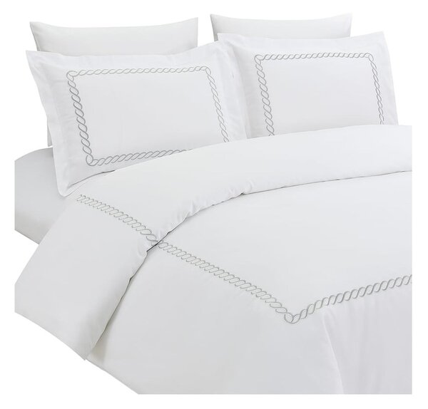 Set copripiumino e federa bianco in raso di cotone per letto singolo con lenzuolo incluso/6 pezzi 140x200 cm Whispered Serenity – Mila Home Luxury