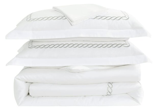 Set copripiumino e federa bianco in raso di cotone per letto singolo con lenzuolo incluso/6 pezzi 140x200 cm Whispered Serenity – Mila Home Luxury