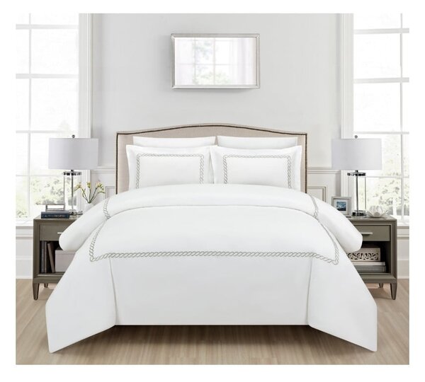 Set copripiumino e federa bianco in raso di cotone per letto singolo con lenzuolo incluso/6 pezzi 140x200 cm Whispered Serenity – Mila Home Luxury
