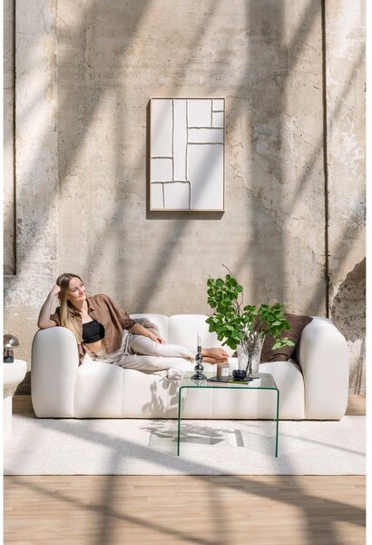 Divano color crema con rivestimento in velluto 225 cm Cube – Bonami Selection