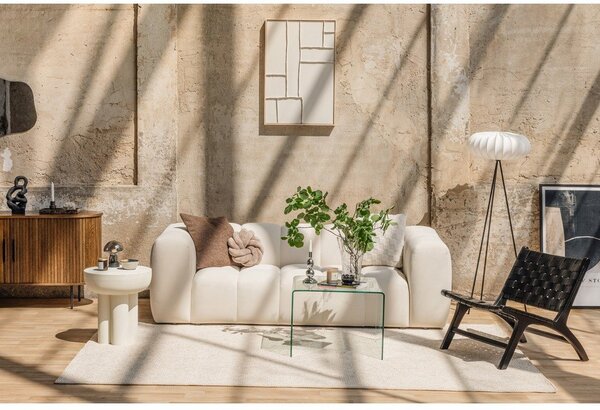 Divano color crema con rivestimento in velluto 225 cm Cube – Bonami Selection