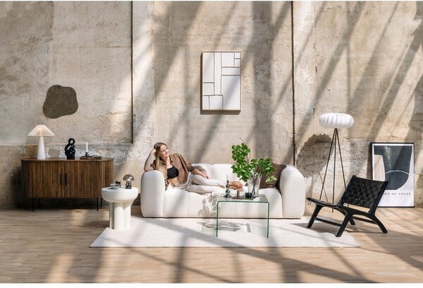 Divano color crema con rivestimento in velluto 225 cm Cube – Bonami Selection