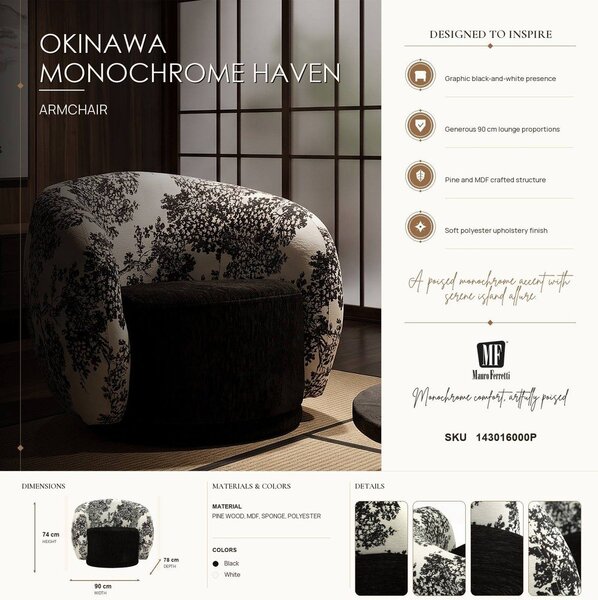 Poltrona bianca e nera Oriental Style – Mauro Ferretti
