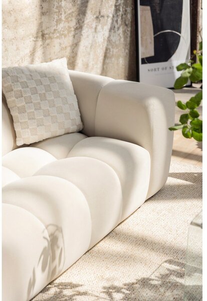 Divano color crema con rivestimento in velluto 225 cm Cube – Bonami Selection