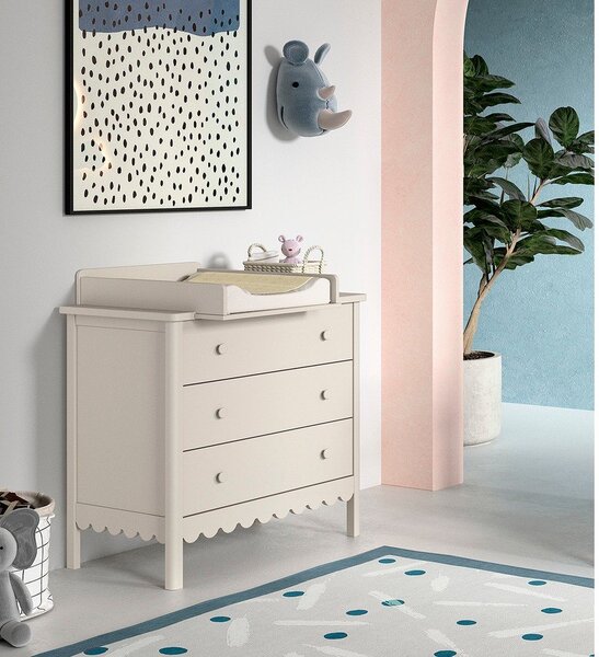 Cassettiera per bambini beige con fasciatoio 89x90x55 cm Swingo – Vipack