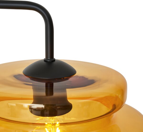 Lampada da terra retrò nera con vetro arancione - Denise