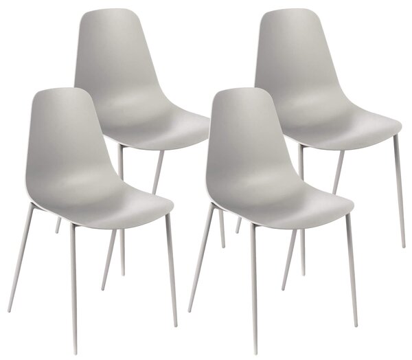 Set 4 Sedie 49x48,5x88 Cm In Polipropilene Grigio Chiaro