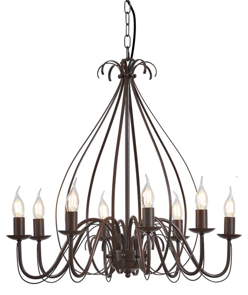 Lampadario classico marrone ruggine a 8 luci - Giuseppe