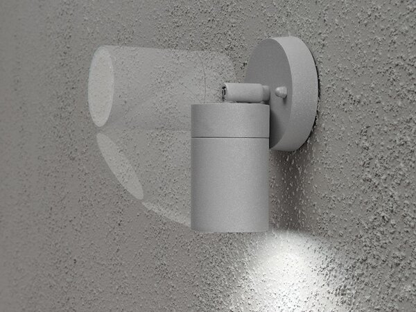 Lampada da parete LED per esterni, downlight orientabile, illuminazione per facciate, grigio alluminio
