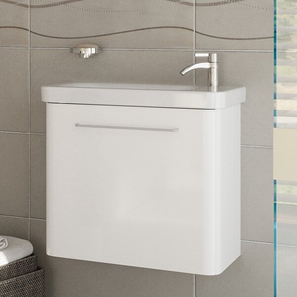 Mobiletto bagno 60 cm profondità ridotta colore bianco | LAC-IRIS-60-B - KAMALU