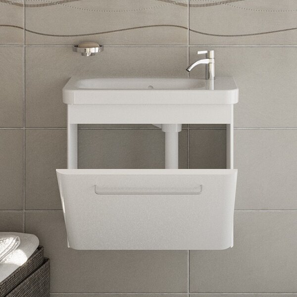 Mobiletto bagno 60 cm profondità ridotta colore bianco | LAC-IRIS-60-B - KAMALU