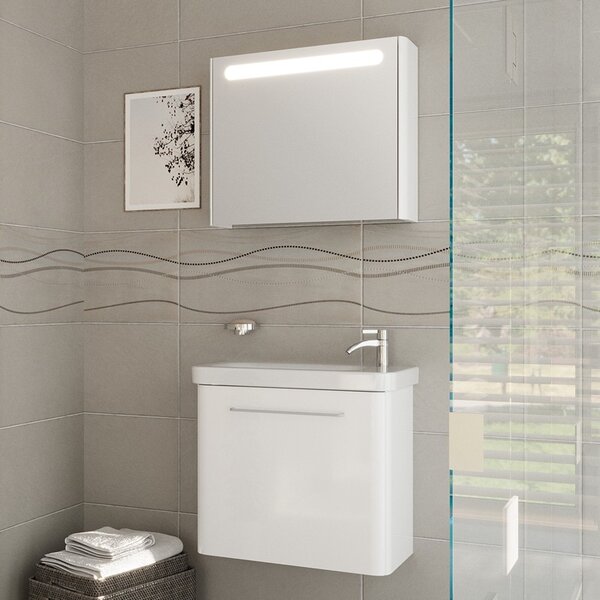 Mobiletto bagno 60 cm profondità ridotta colore bianco | LAC-IRIS-60-B - KAMALU