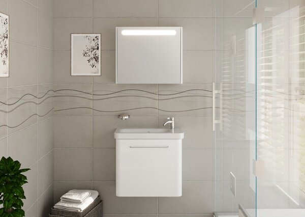 Mobiletto bagno 60 cm profondità ridotta colore bianco | LAC-IRIS-60-B - KAMALU