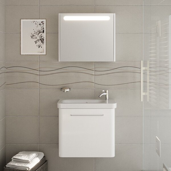 Mobiletto bagno 60 cm profondità ridotta colore bianco | LAC-IRIS-60-B - KAMALU