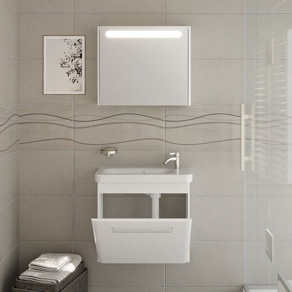 Mobiletto bagno 60 cm profondità ridotta colore bianco | LAC-IRIS-60-B - KAMALU