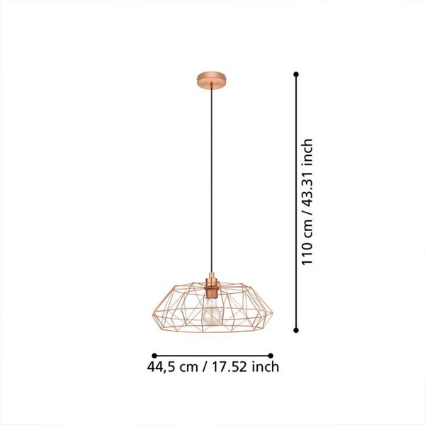 Sospensione Rustica-Country Cartlton 2 Acciaio Rame 1 Luce E27