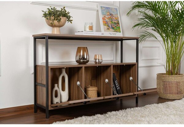 Tavolo consolle colore naturale scuro con effetto noce 29,5x120 cm Solace – Kalune Design