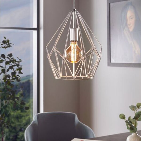 Sospensione Rustica-Country Cartlton Acciaio Argento 1 Luce E27