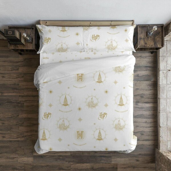 Copripiumino Harry Potter Hogwarts Gold Christmas 180 x 220 cm materasso singolo