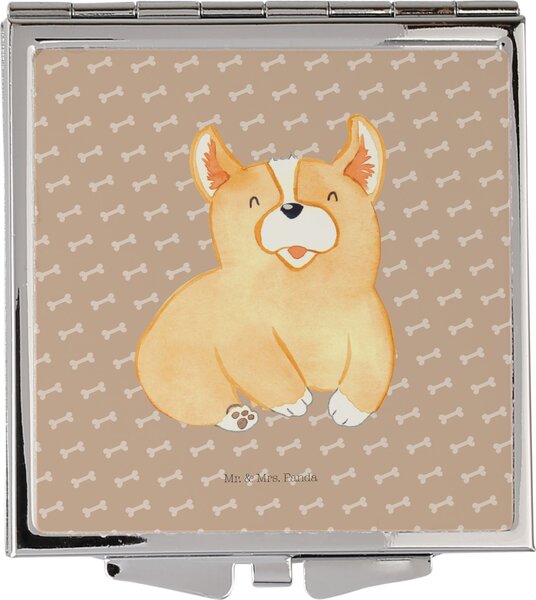 Mr. & Mrs. Panda Specchio a mano Corgie - Felicità canina - Regalo, specchio per trucco, Welsh Corgi Pembroke, frasi, specchio da donna, cane, specchio cosmetico, frase, piccolo, abbaiare