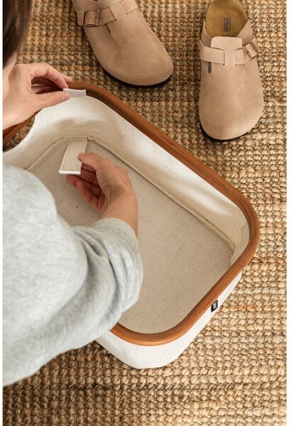 Scatola color crema in tessuto 38x26x16 cm Bamboo/Linen – Bigso