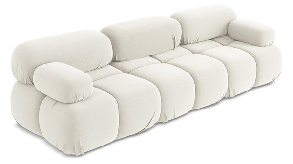 Divano componibile bianco con rivestimento in velluto 285 cm Lokua – Makamii