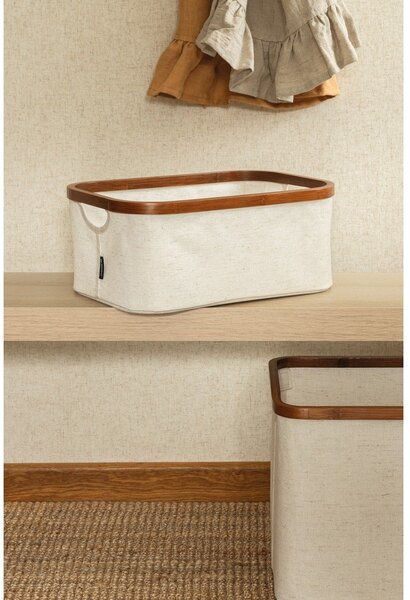 Scatola color crema in tessuto 38x26x16 cm Bamboo/Linen – Bigso