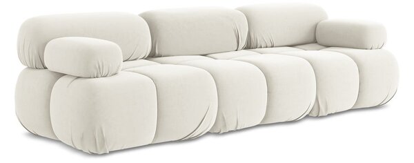 Divano componibile bianco con rivestimento in velluto 285 cm Lokua – Makamii