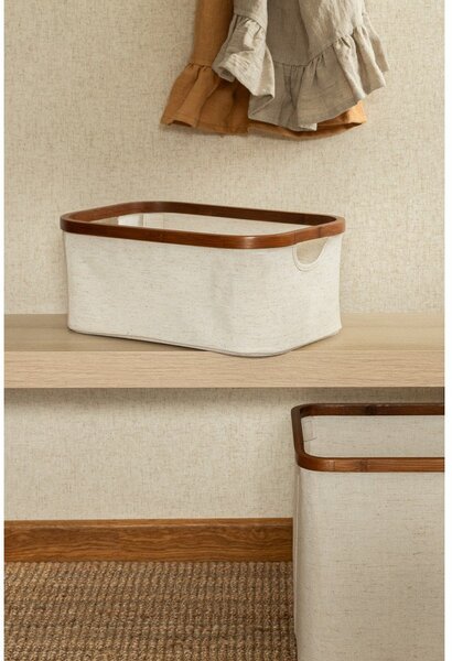 Scatola color crema in tessuto 38x26x16 cm Bamboo/Linen – Bigso