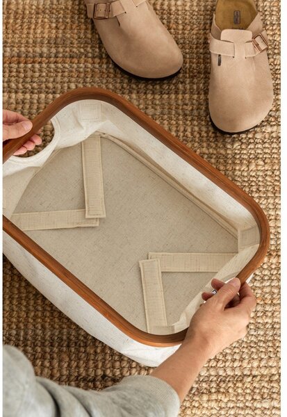 Scatola color crema in tessuto 38x26x16 cm Bamboo/Linen – Bigso