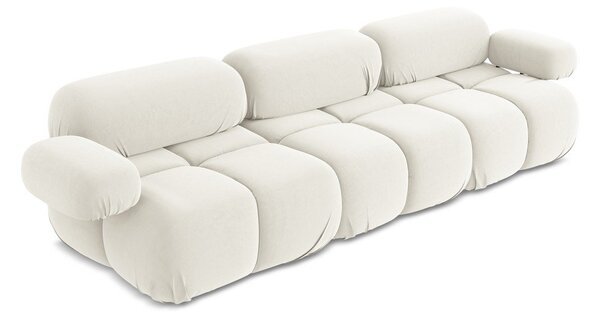 Divano componibile bianco con rivestimento in velluto 285 cm Lokua – Makamii