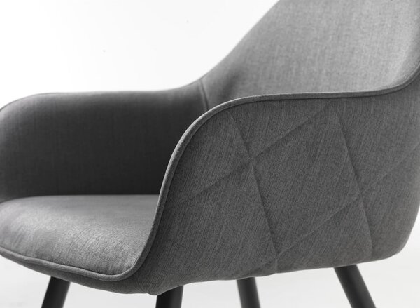 Sedia da pranzo grigia in imbottito con braccioli Minto – Unique Furniture